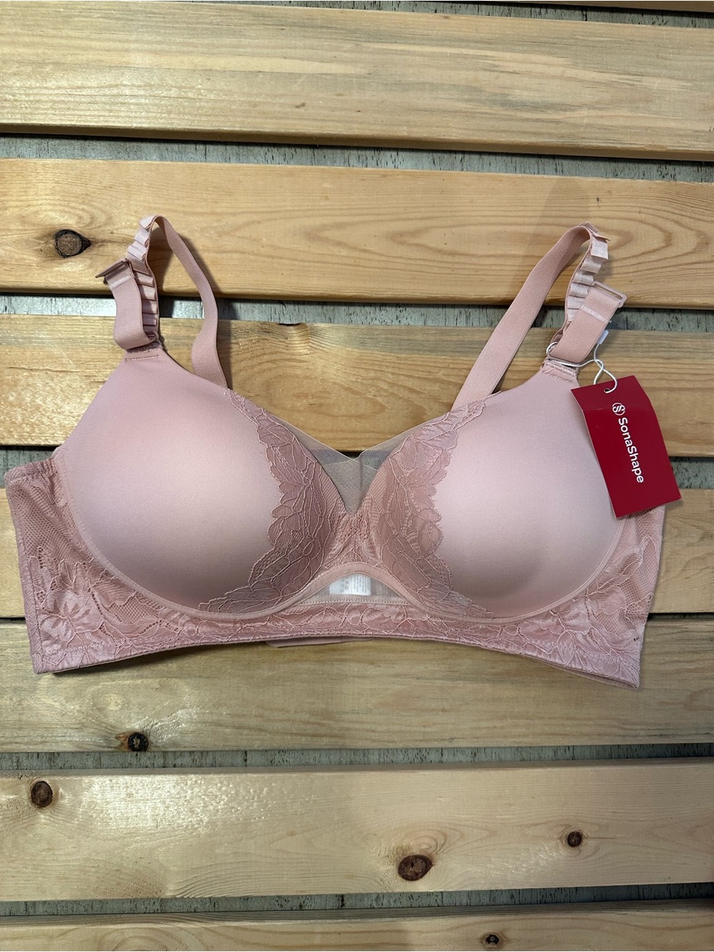 Womens SONASHAPE wirefree lightly lined lace bra XL NWT